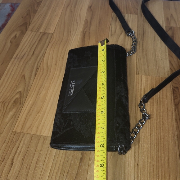 Kenneth Cole Reaction Small Slim Messenger Leather Crossbody Bag Black Gunmetal - Picture 8 of 10